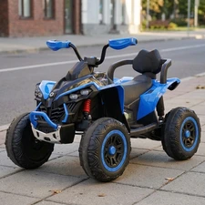 Детский квадроцикл на аккумуляторе M 6381EBLR-4 синий с пультом